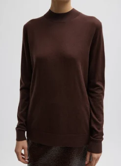 Cashmere Silk Blend Mock Neck Easy Sweater