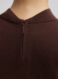 Cashmere Silk Blend Mock Neck Easy Sweater