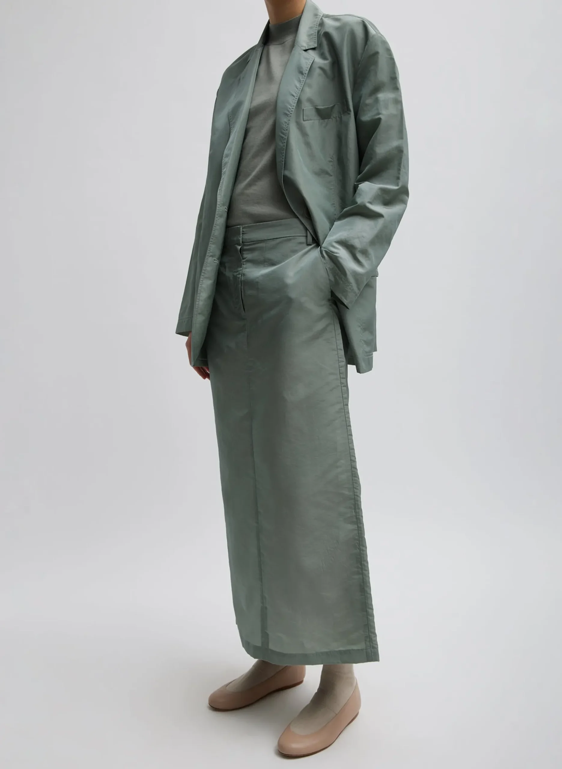 Cashmere Silk Blend Mock Neck Easy Sweater