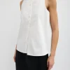 Chino Slit Front Sleeveless Top