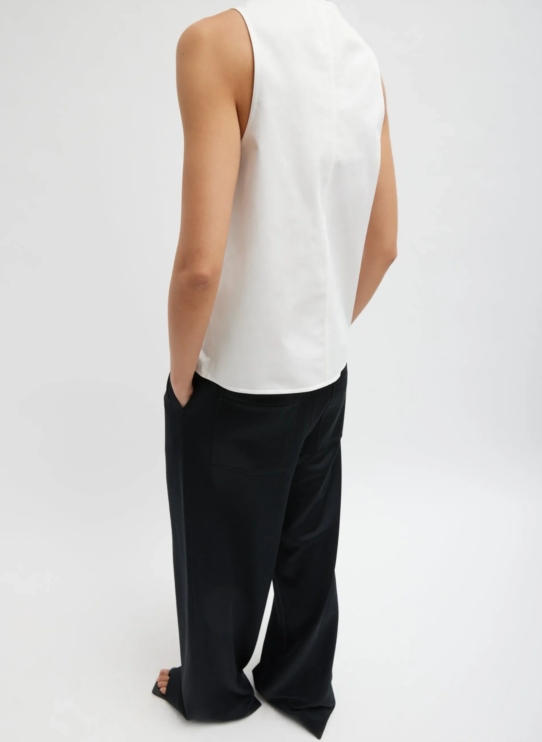 Chino Slit Front Sleeveless Top