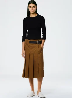 Chino Wide Pleat Wrap Skirt