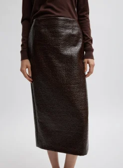 Coated Basketweave Pencil Skirt