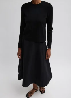 Compact Stretch Cashmere Long Sleeve Open Back Sweater