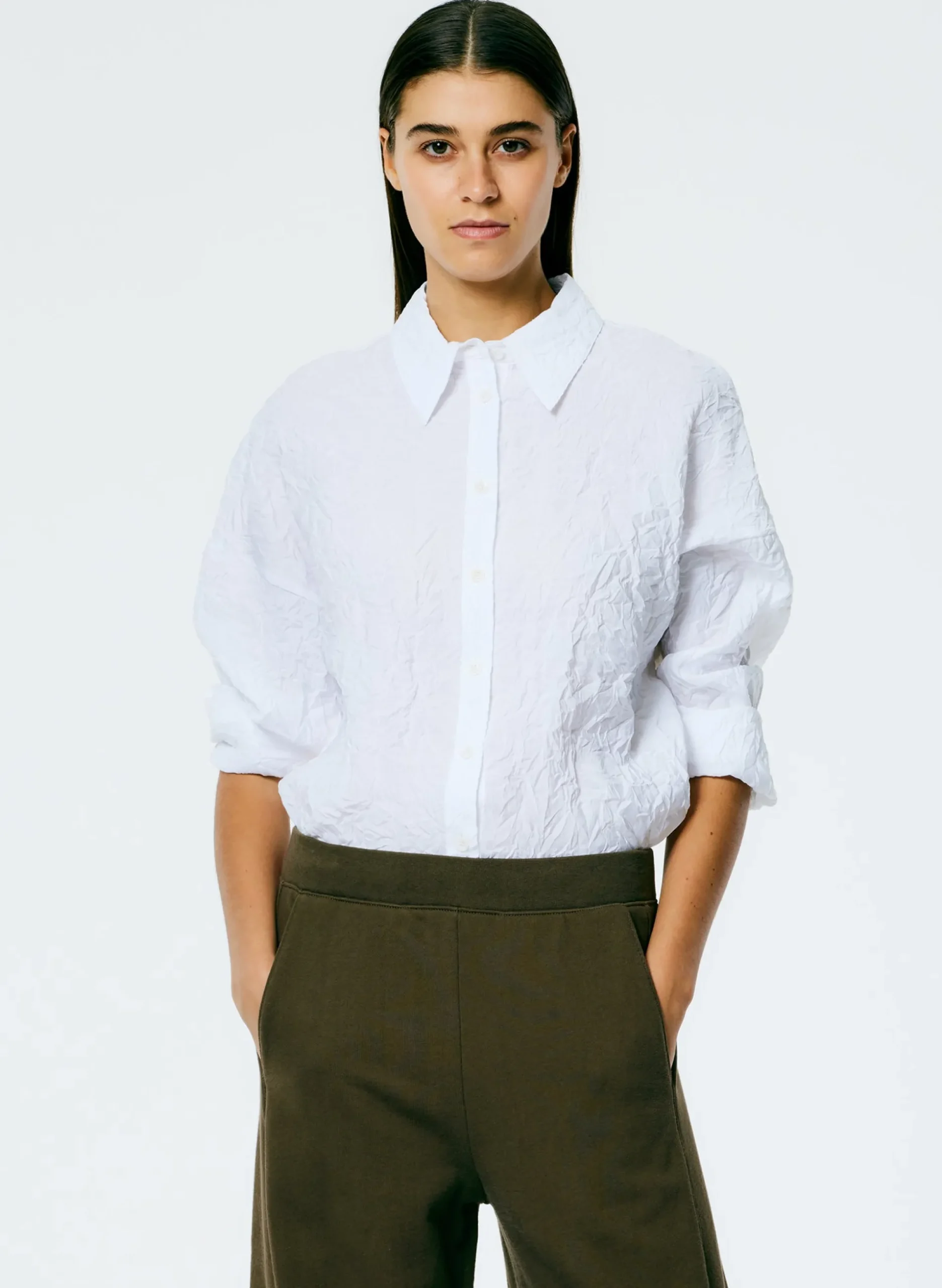 Crinkle Shirting Oversized Shirt