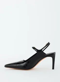 Croc Print Bob Slingback