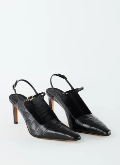 Croc Print Bob Slingback