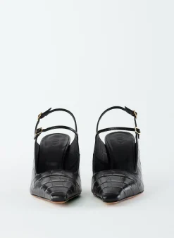 Croc Print Bob Slingback