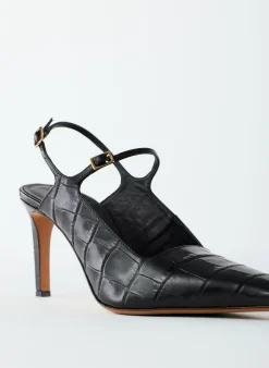 Croc Print Bob Slingback