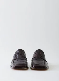 Croc Print Pedro Slide Square Toe Loafer