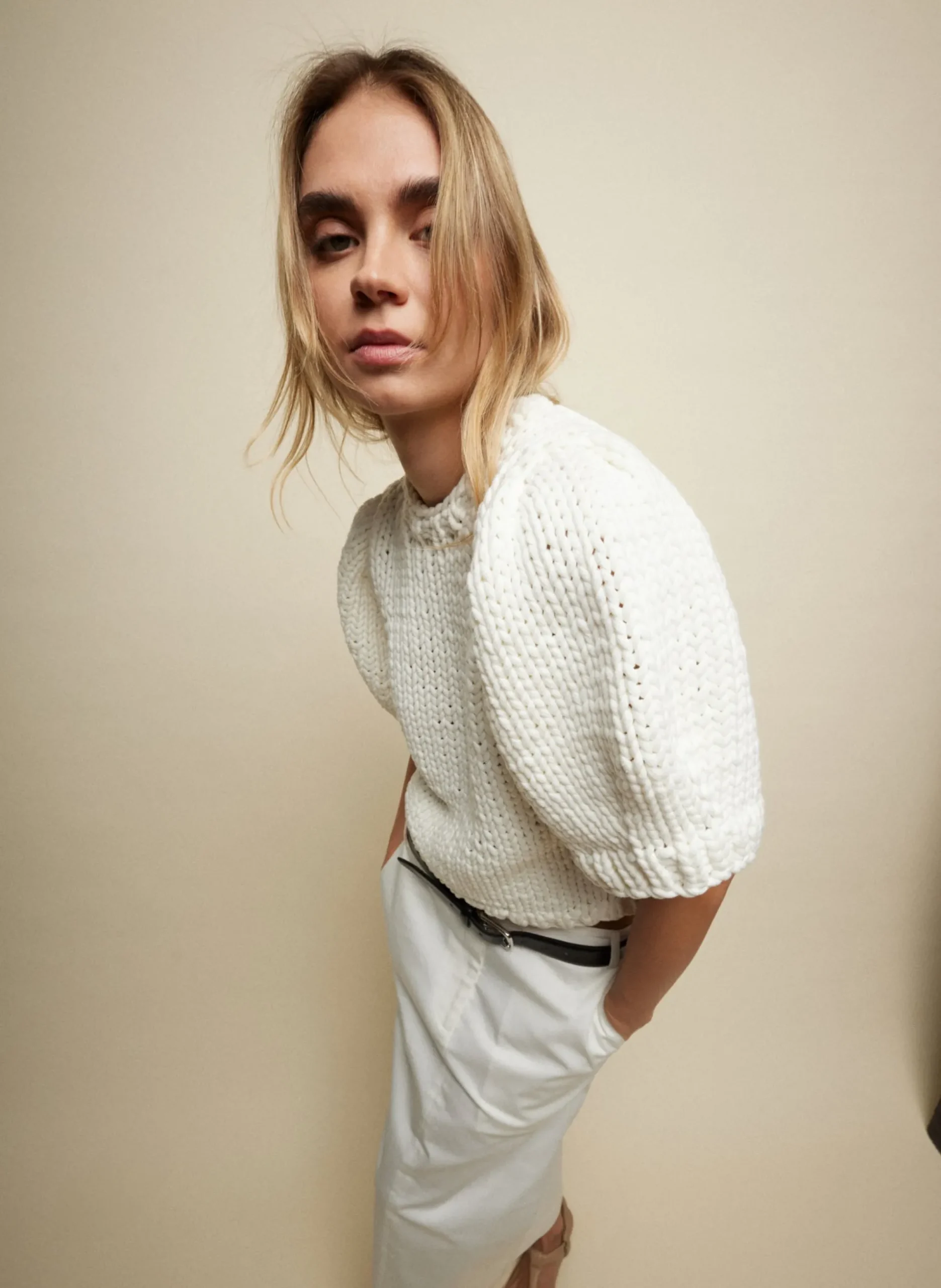 Deluxe Tube Yarn Sweater Mini Puff Pullover