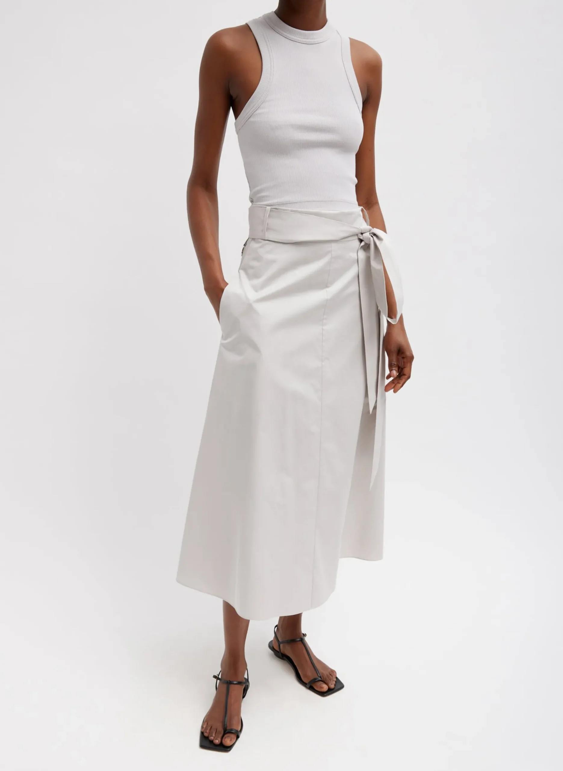 Eco Poplin Back Wrap Skirt