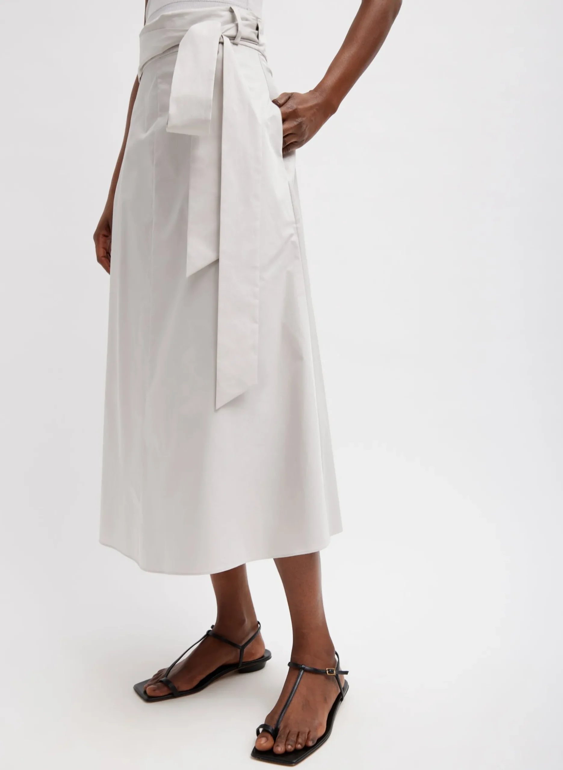 Eco Poplin Back Wrap Skirt