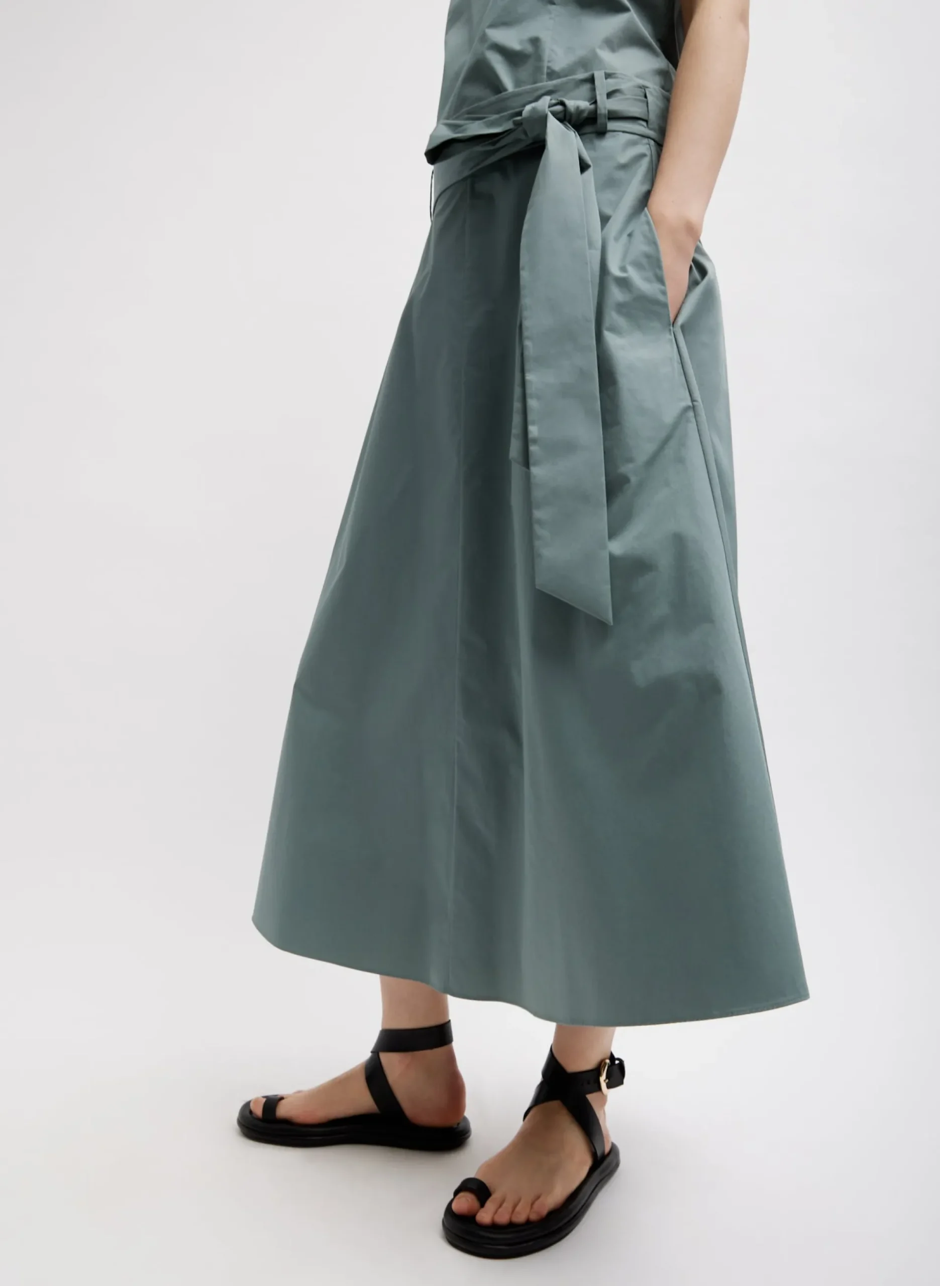 Eco Poplin Back Wrap Skirt