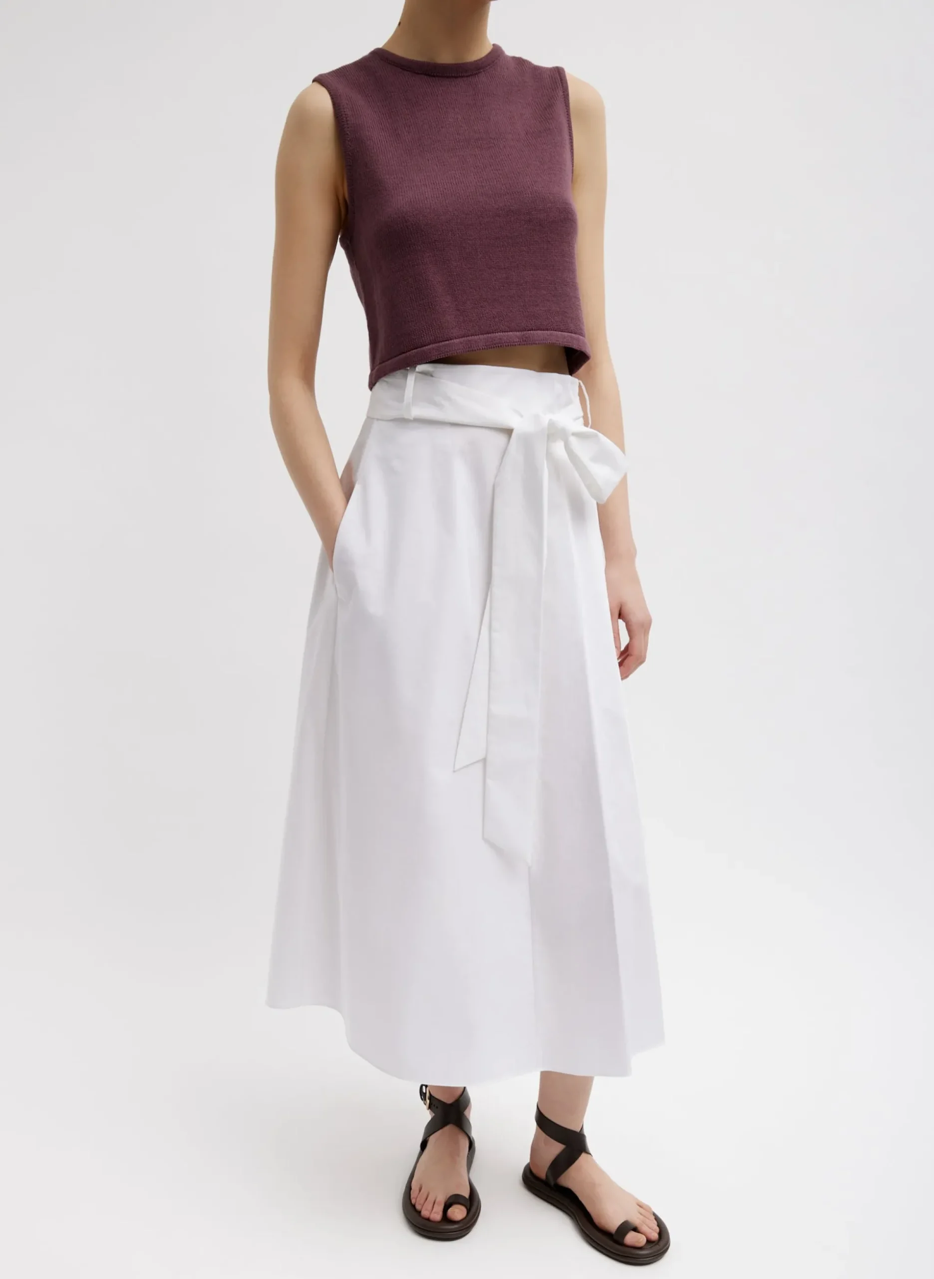 Eco Poplin Back Wrap Skirt