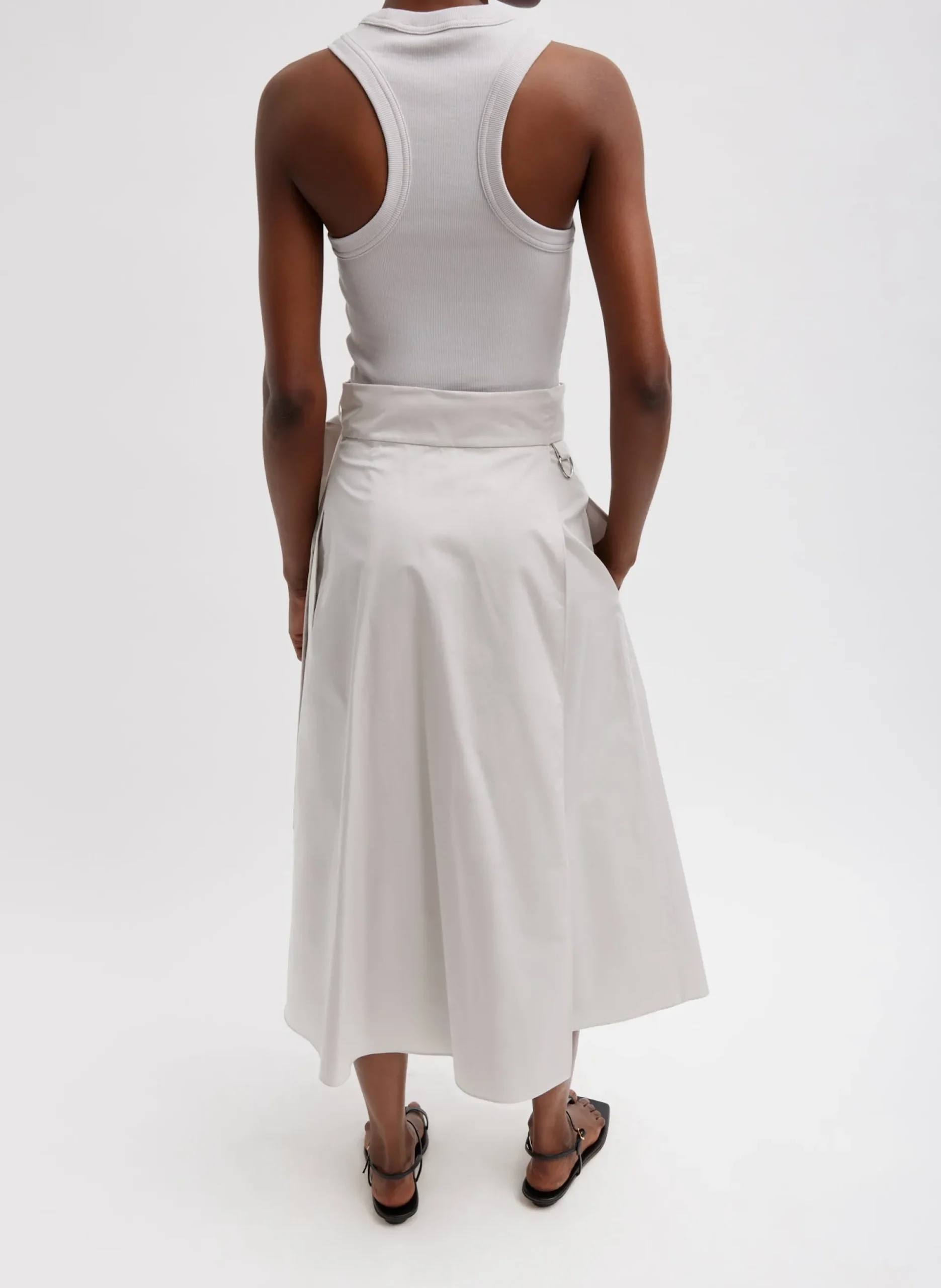 Eco Poplin Back Wrap Skirt