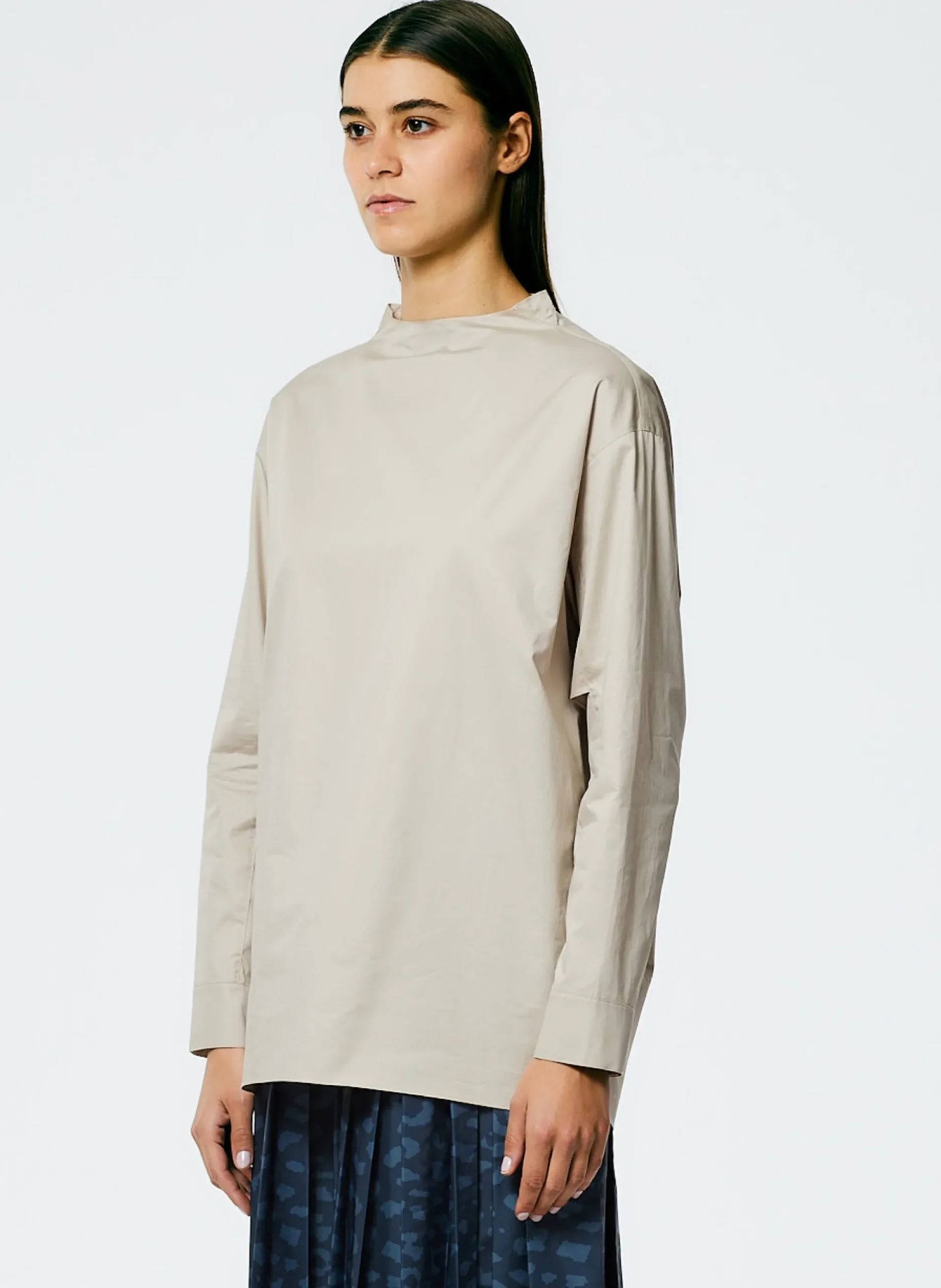 Eco Poplin Funnelneck Top