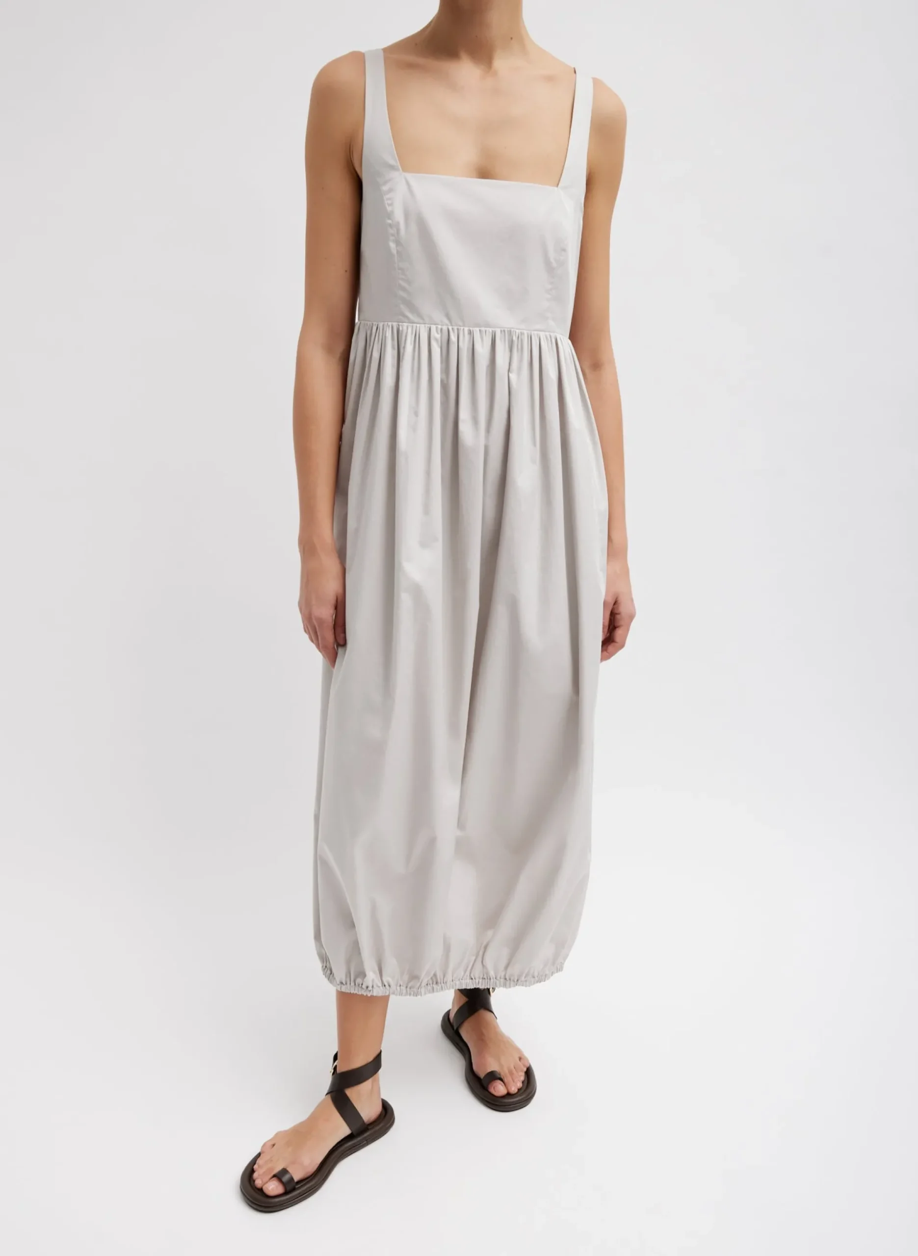 Eco Poplin Square Neck Sculpted Dress