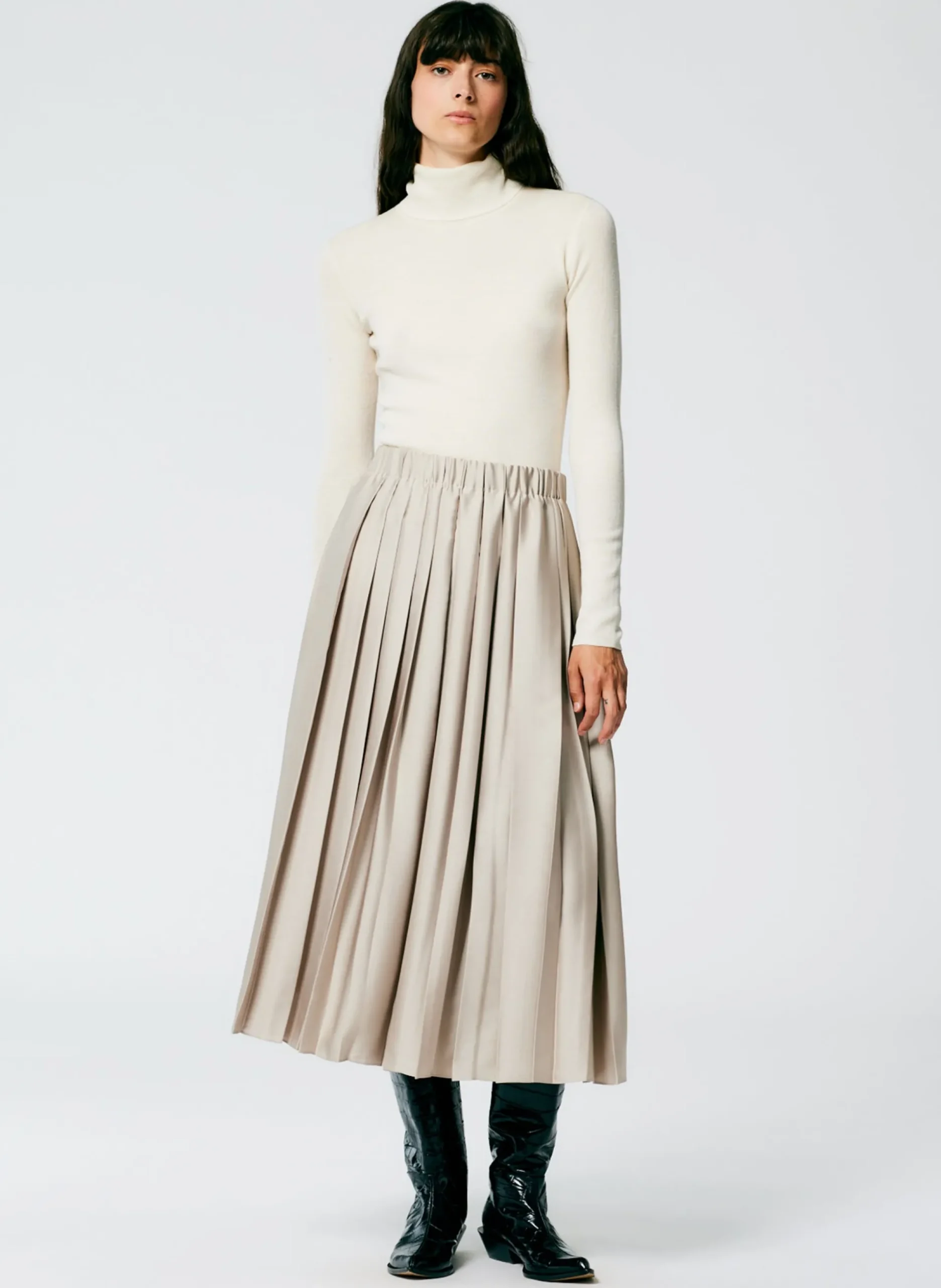 Feather Weight Pleated Pull On Skirt
