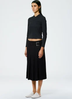 Grain De Poudre Wide Pleat Wrap Skirt