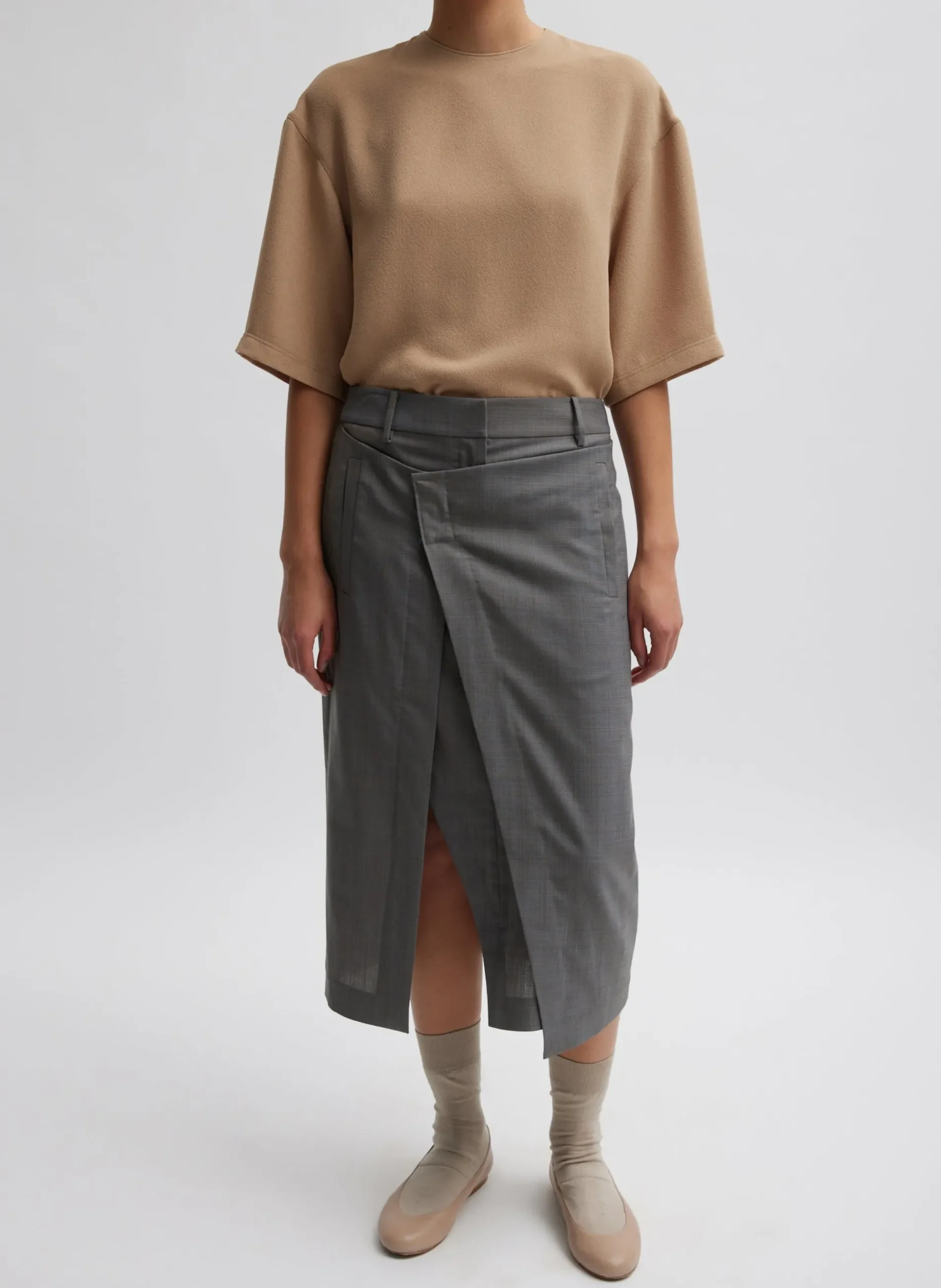 Grant Crossdye Suiting Wrap Trouser Skirt
