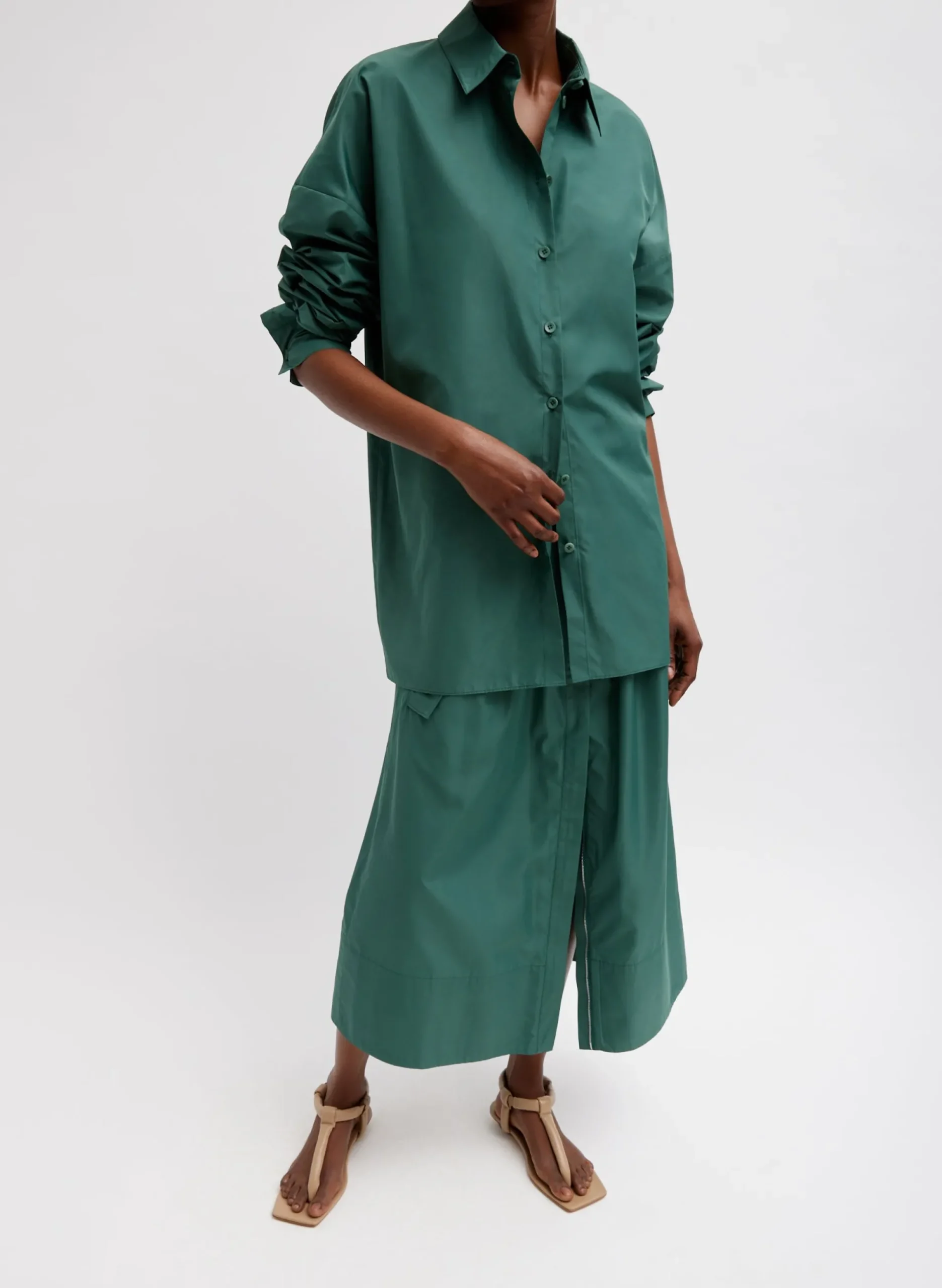 Italian Sporty Nylon Shirt With Cocoon Back