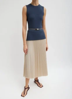 Italian Sporty Nylon Sunray Pleated Pull On Skirt