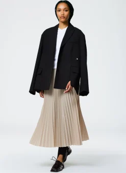 Italian Sporty Nylon Sunray Pleated Pull On Skirt