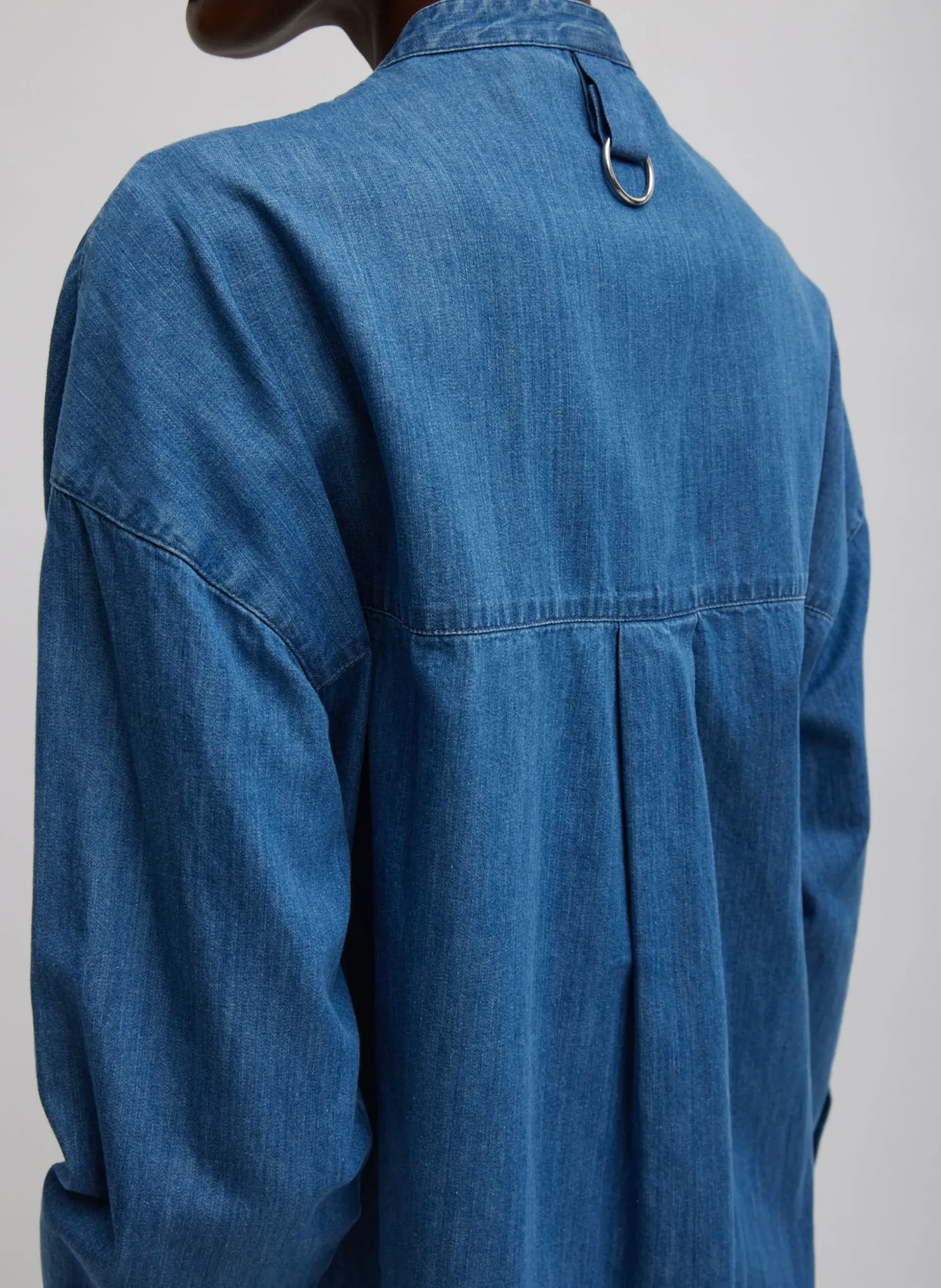 Light Weight Stone Wash Denim Tuxedo Shirt