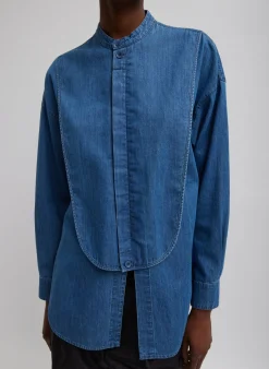 Light Weight Stone Wash Denim Tuxedo Shirt