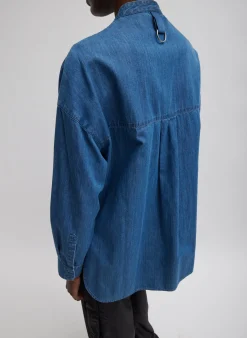 Light Weight Stone Wash Denim Tuxedo Shirt
