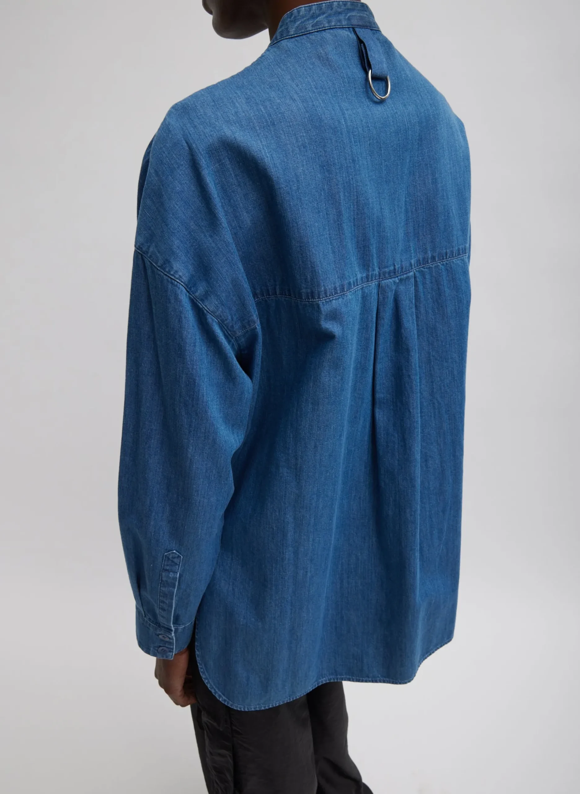 Light Weight Stone Wash Denim Tuxedo Shirt