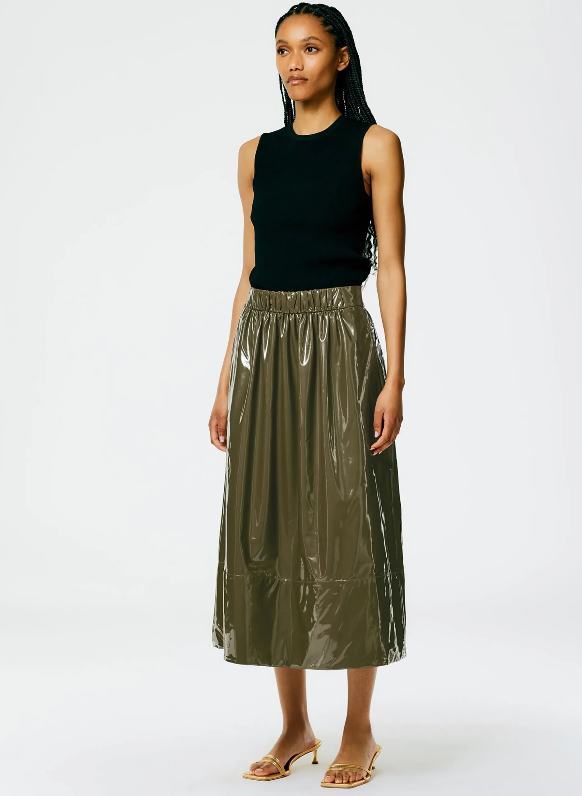 Light Weight Stretch Patent Smocking Waistband Full Skirt