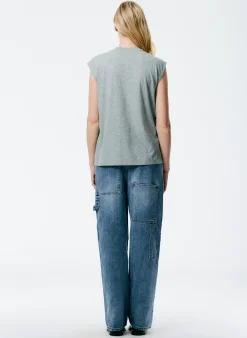 Mock Neck Sleeveless T-Shirt