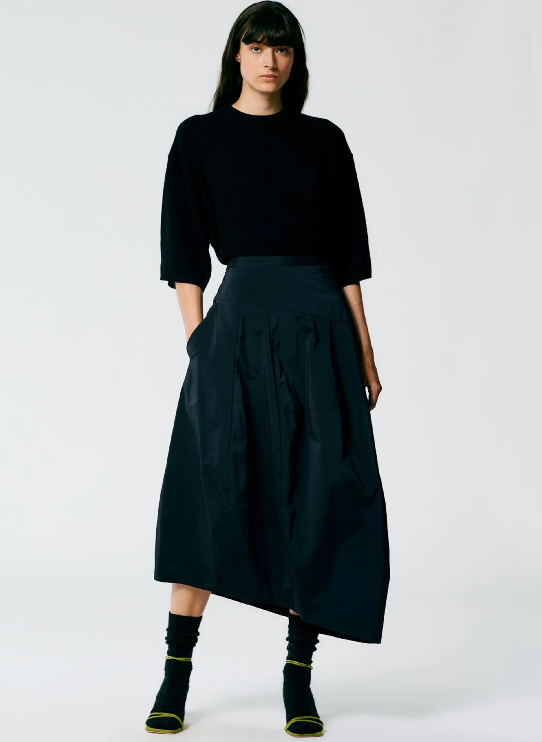 Nylon Asymmetrical Balloon Skirt