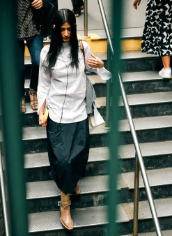 Nylon Asymmetrical Balloon Skirt