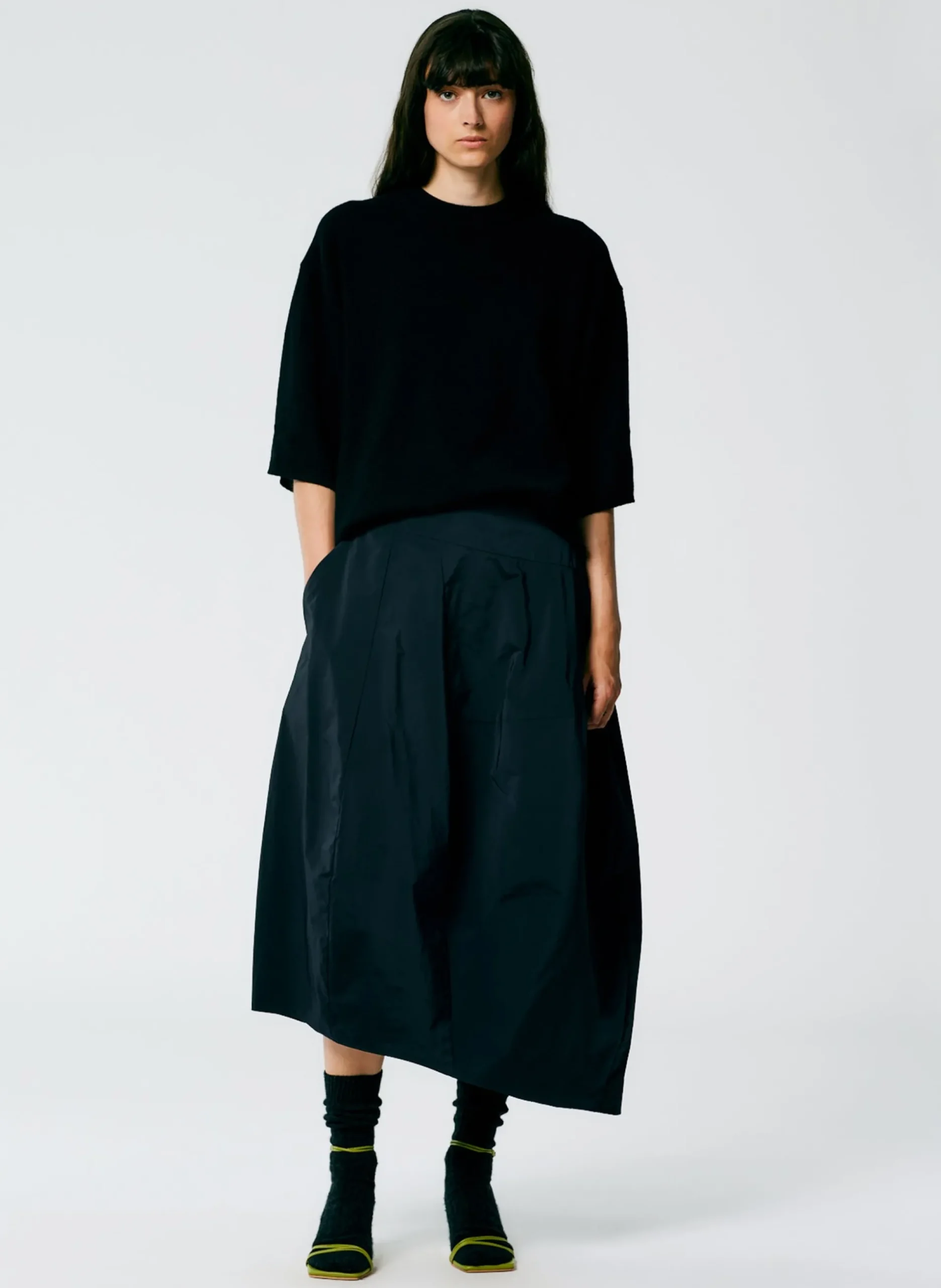 Nylon Asymmetrical Balloon Skirt