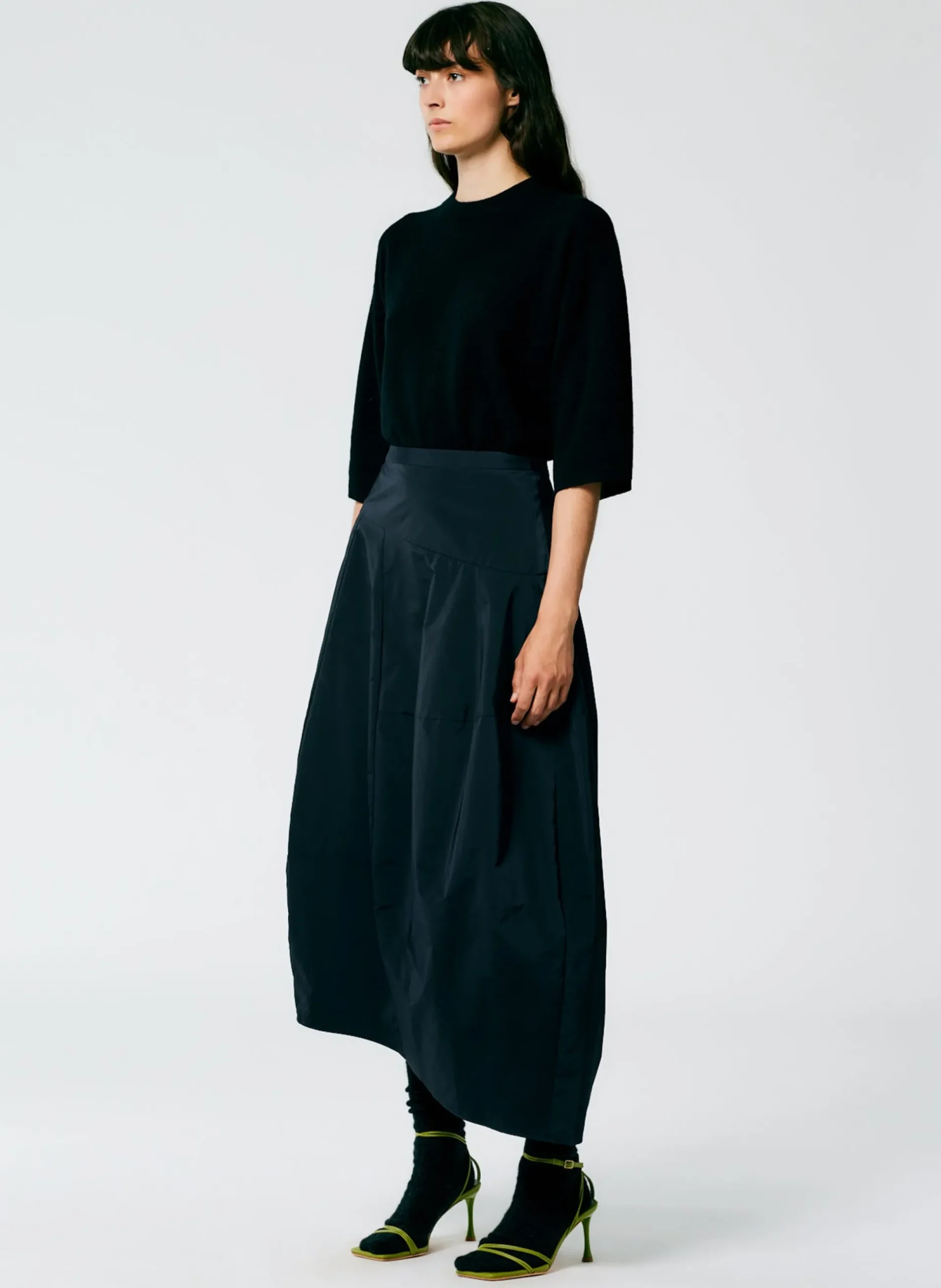 Nylon Asymmetrical Balloon Skirt