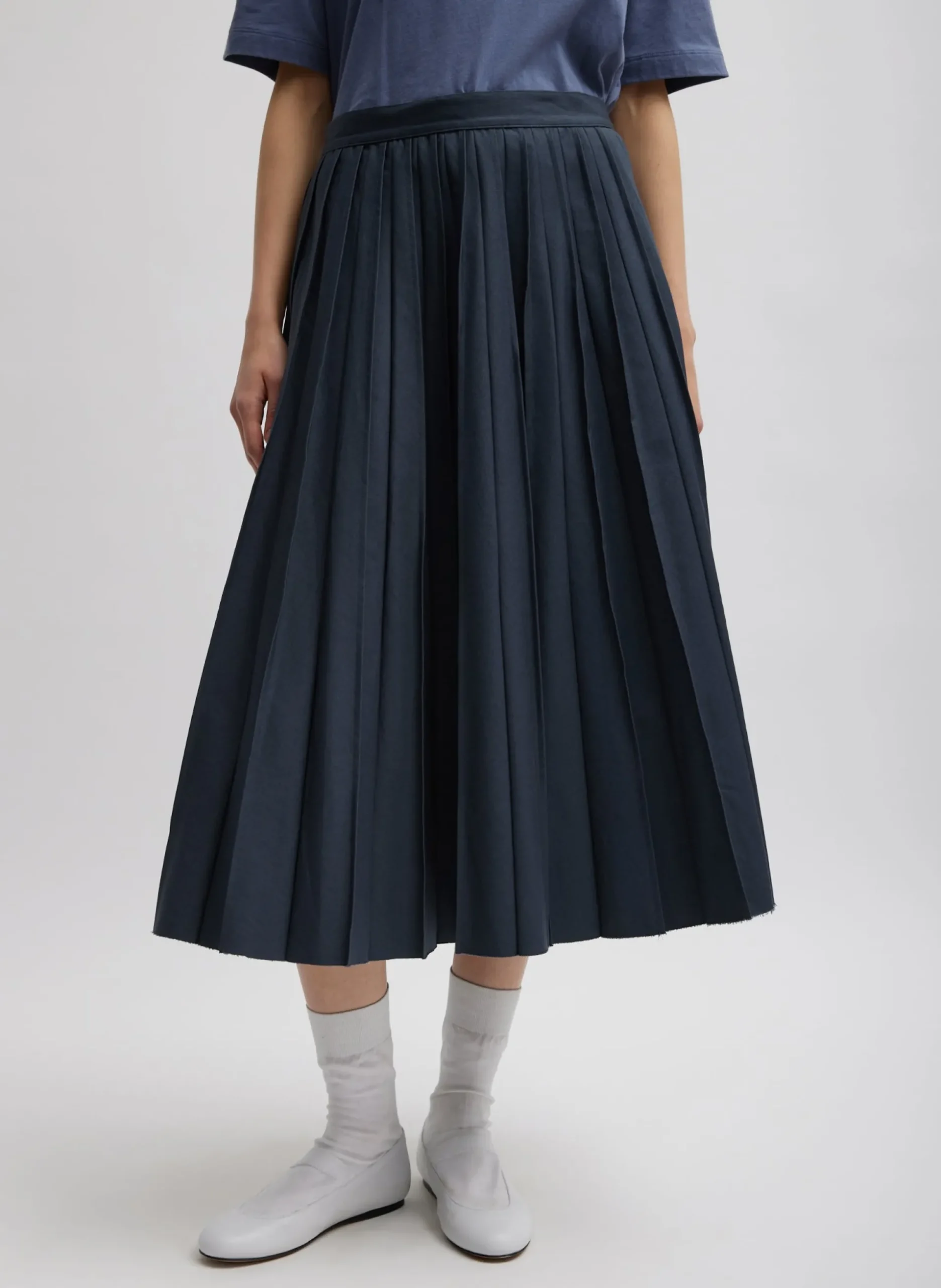 Oliver Cotton Stretch Tricotine Pintucked Skirt