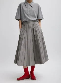 Oliver Cotton Stretch Tricotine Pintucked Skirt