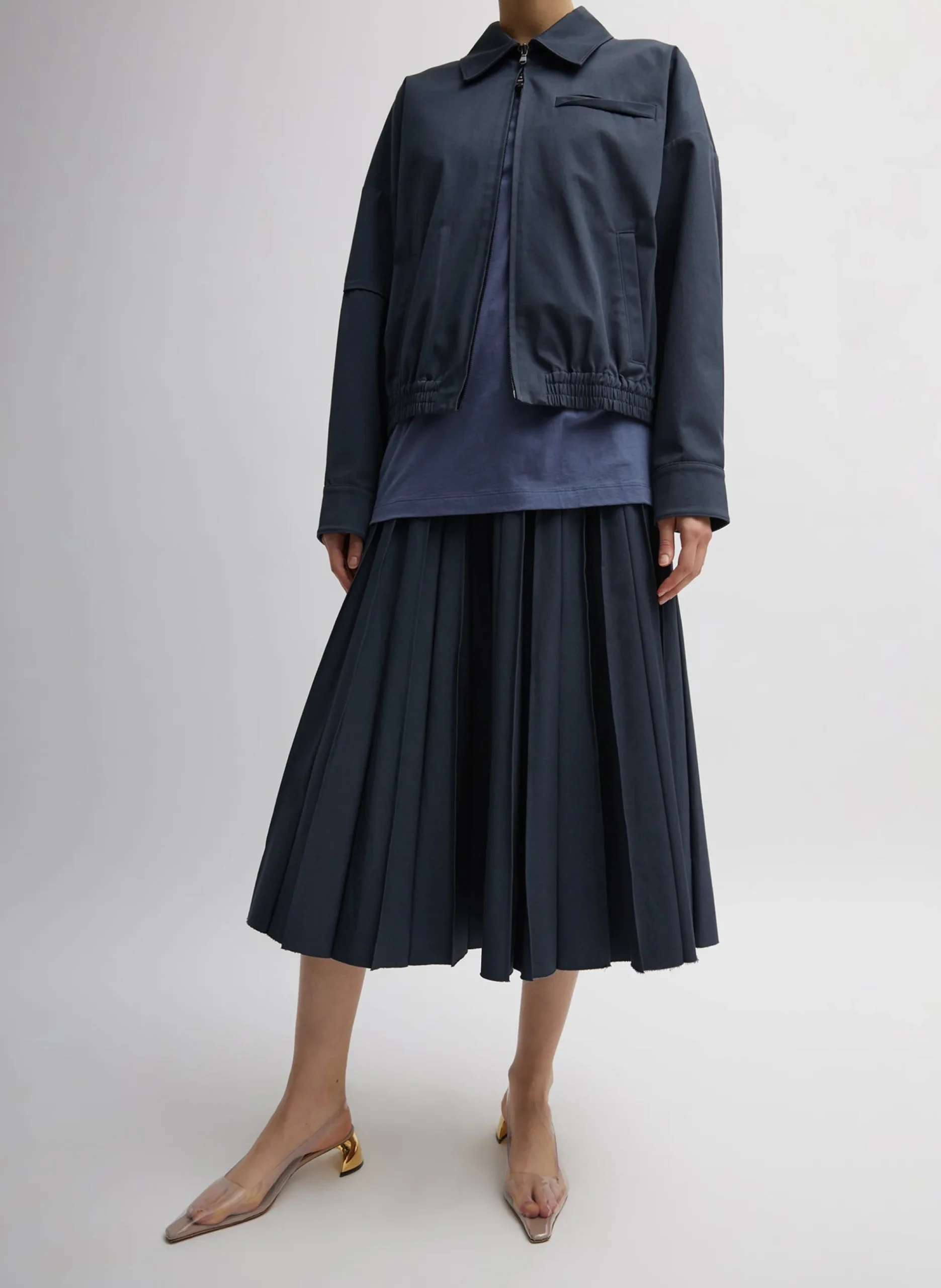 Oliver Cotton Stretch Tricotine Pintucked Skirt
