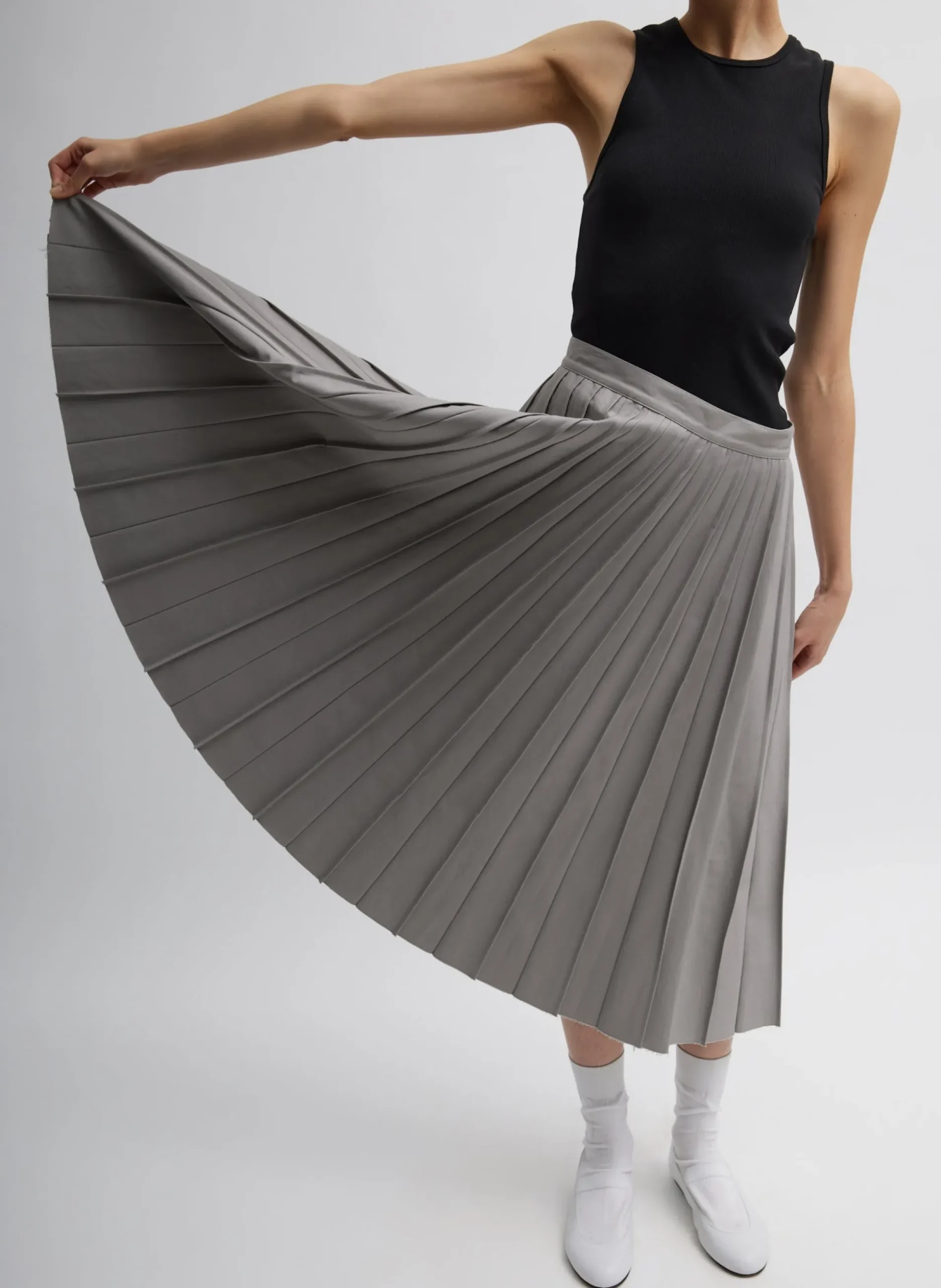 Oliver Cotton Stretch Tricotine Pintucked Skirt