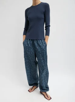 Recycled Sporty Nylon Cheetah Wide Leg Pull On Pant