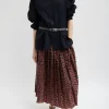 Recycled Sporty Nylon Cheetah Pleated Pull On Skirt