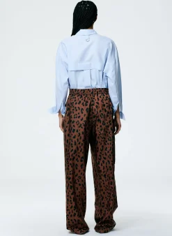 Recycled Sporty Nylon Cheetah Wide Leg Pull On Pant