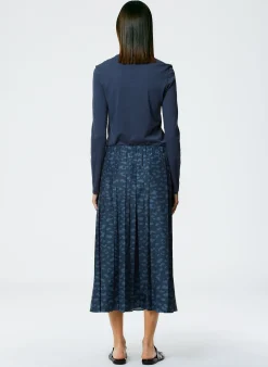 Recycled Sporty Nylon Cheetah Pleated Pull On Skirt