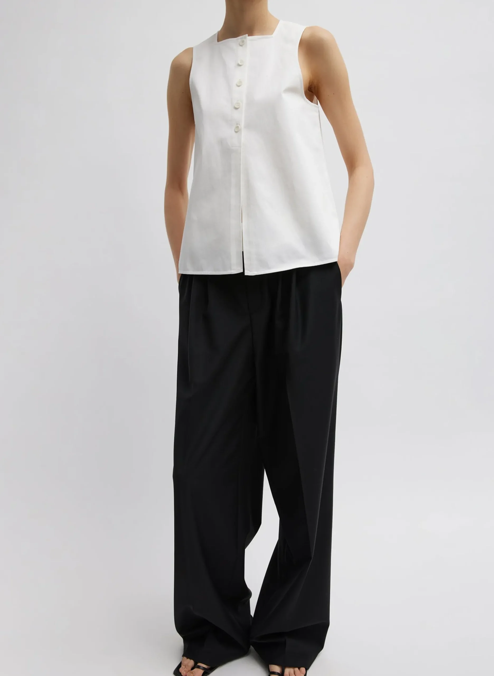 Recycled Tropical Wool Fold Over Pant