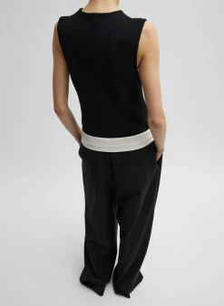 Recycled Tropical Wool Fold Over Pant