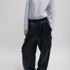 Shiny Nylon Pleated Stella Cargo Pant