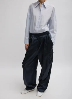 Shiny Nylon Pleated Stella Cargo Pant
